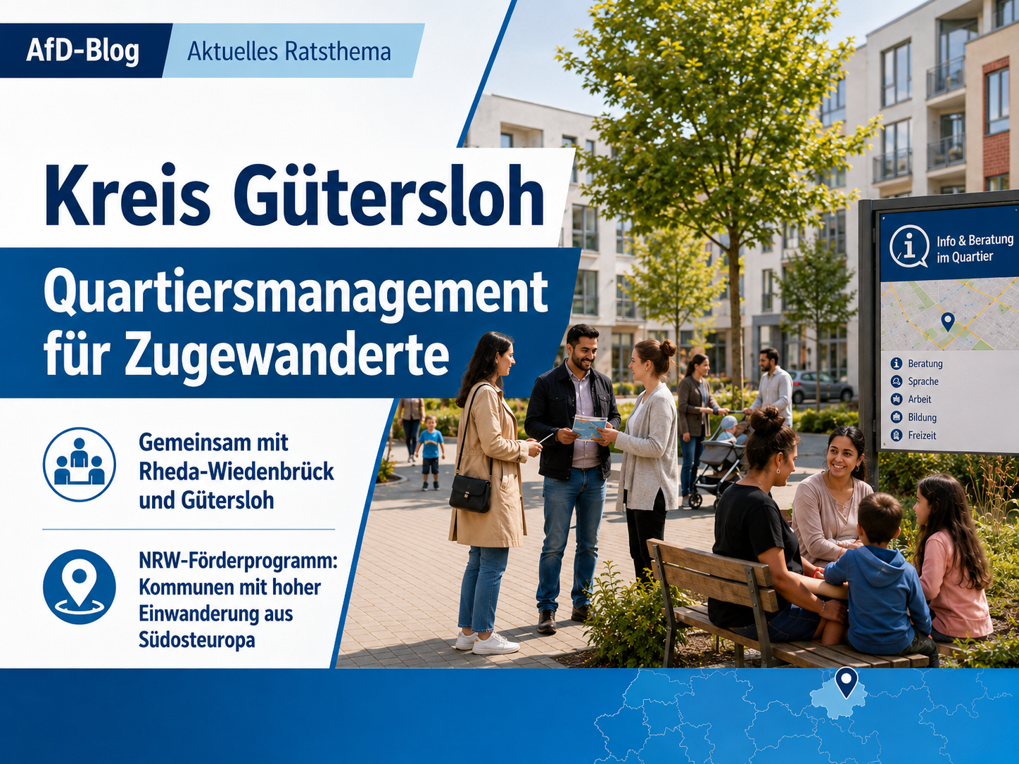Einrichtung eines Quartiersmanagements für Zugewanderte aus Mittel- und Südosteuropa in Rheda-Wiedenbrück