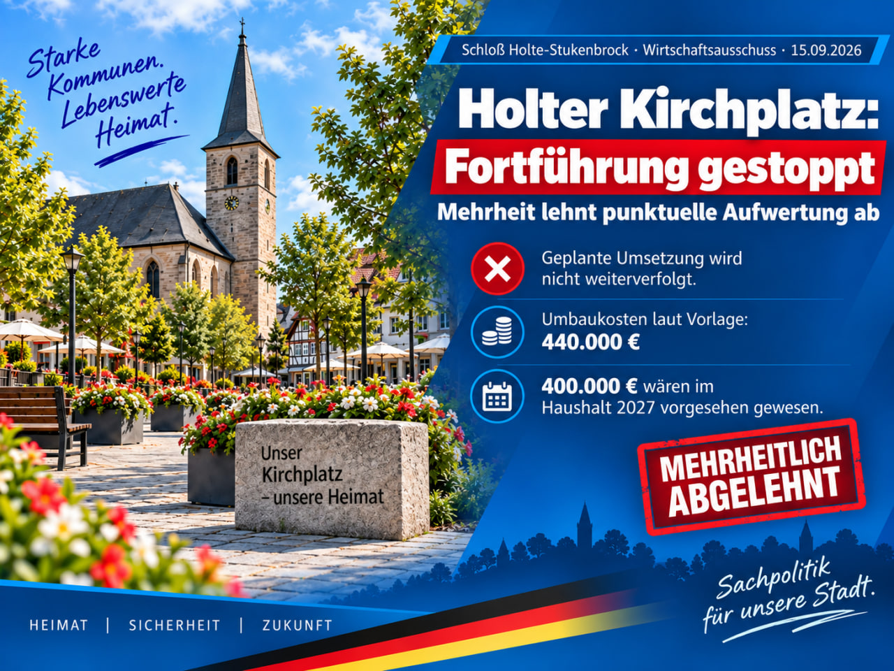 Holter Kirchplatz: Fortführung der Aufwertung mehrheitlich abgelehnt
